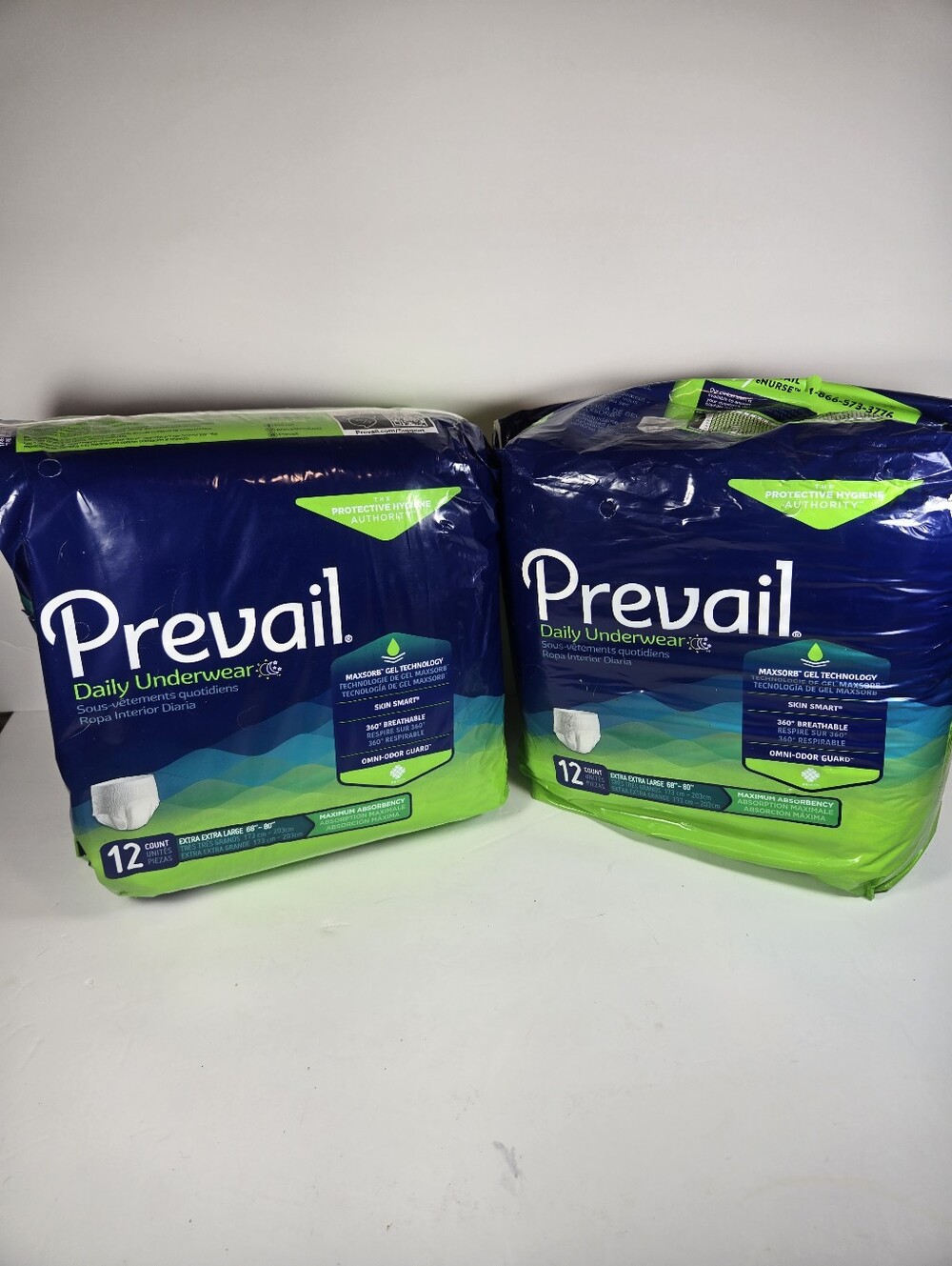 Prevail Daily Underwear Size XXL Max Absorbency 24 Total (2 12packs) 68"-80"